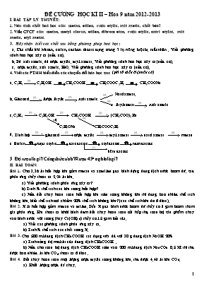 Đề cương học kì II môn Hóa học Lớp 9 - Năm học 2012-2013